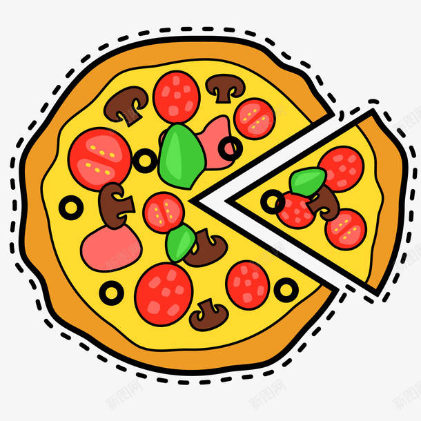 超级披萨插画矢量图ai免抠素材_88icon https://88icon.com 免抠PNG 意大利美食 文化 旅游 比萨饼 美食 贴纸 超级披萨矢量插画 矢量图