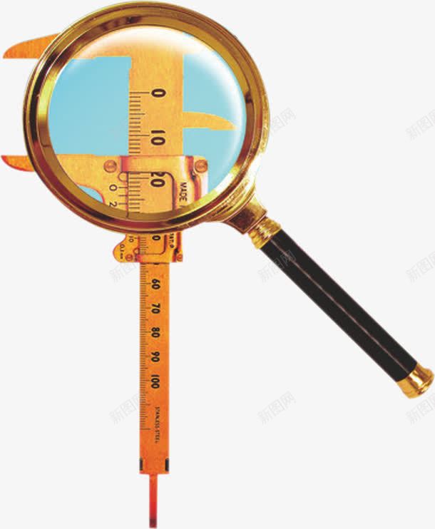 放大镜png免抠素材_88icon https://88icon.com 标尺 精准 精细化 金色放大镜