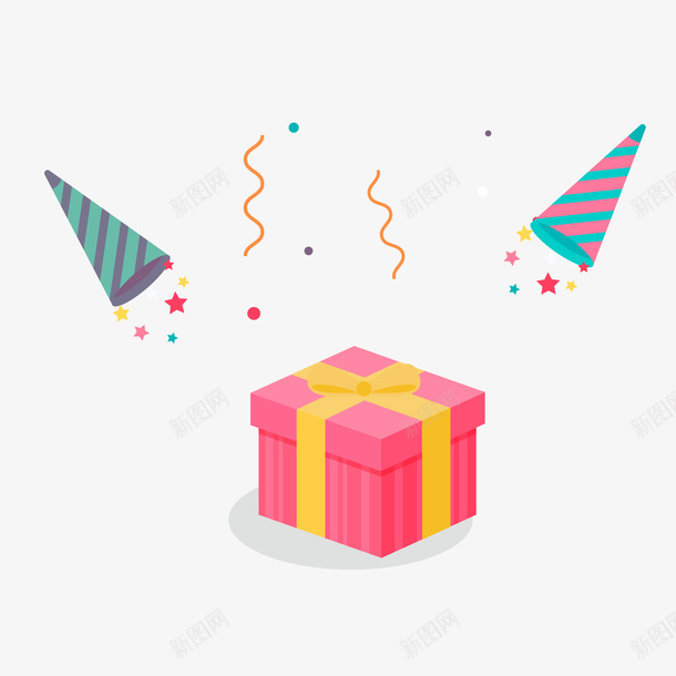 彩色碎片红色礼品png免抠素材_88icon https://88icon.com 卡通礼物 彩色碎片 生日礼花 礼花 红色礼品盒