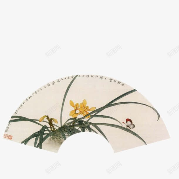 扇面png免抠素材_88icon https://88icon.com 中国风 工笔画 扇面 折扇 插画 花卉 鸟