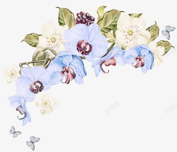 一串精美紫色蝴蝶花png免抠素材_88icon https://88icon.com 手绘 紫色 花朵 蝴蝶兰 鲜花