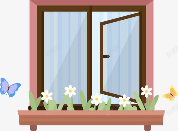 手绘清新落地窗png免抠素材_88icon https://88icon.com 玻璃 落地窗 门 阳台