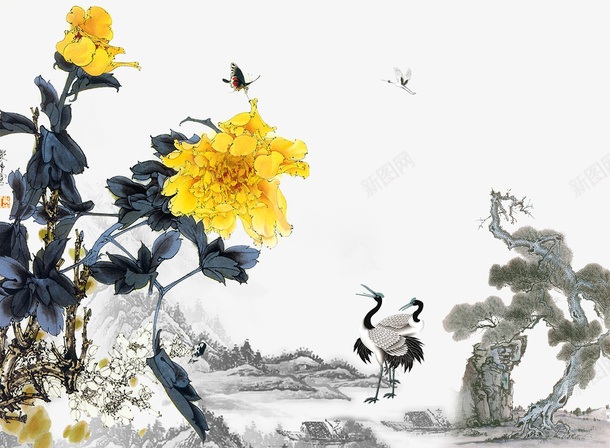 中国风传统节日重阳节psd免抠素材_88icon https://88icon.com 中国风 中国风传统节日重阳节 九月九日 传统节日 山景 菊花 重阳节