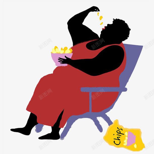 卡通胖女人坐在躺椅上吃薯片png免抠素材_88icon https://88icon.com 卡通 吃薯片 吃零食 插画 胖女人 薯片 躺椅