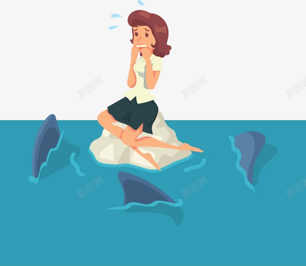 面临困境png免抠素材_88icon https://88icon.com 上班族 亚历山大 危险区域 压力大 害怕 崩溃的人物 恐惧 惊恐 揪心 焦虑 白领 鲨鱼 鲨鱼鳍