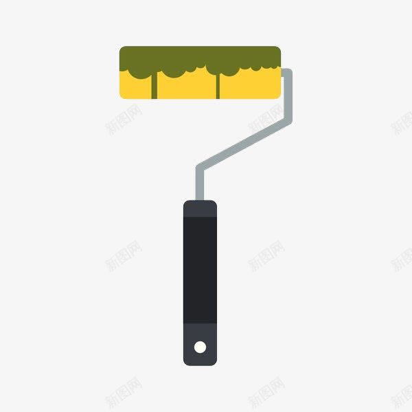草黄色油漆滚筒刷png免抠素材_88icon https://88icon.com 刷墙 卡通 工具 油漆滚筒刷 简笔画 草黄色 装修