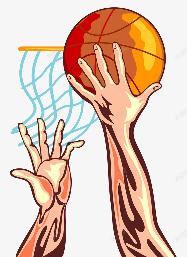 灌篮特写卡通插画png免抠素材_88icon https://88icon.com 免抠PNG 手 投篮 抢球 灌篮特写卡通插画 球 男性 篮球 运动 运动员