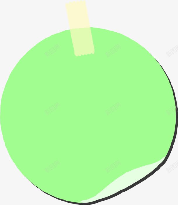 嫩绿色圆形便签纸png免抠素材_88icon https://88icon.com 便签纸 圆形 嫩绿 留言条