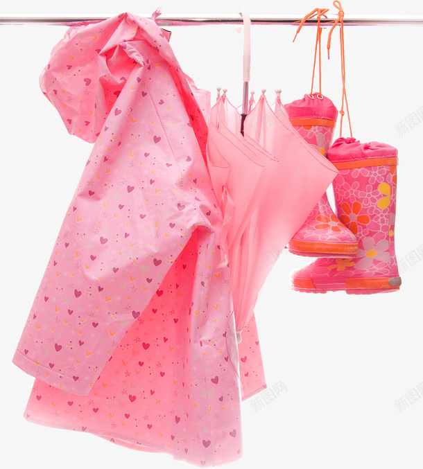 挂起来的粉色雨鞋和雨伞png免抠素材_88icon https://88icon.com 雨伞 雨具 雨衣 雨靴 雨鞋 鞋类