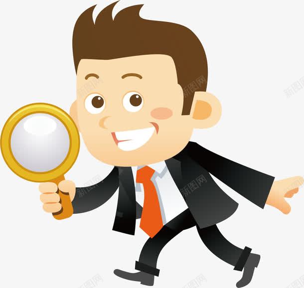 拿着放大镜png免抠素材_88icon https://88icon.com 优秀的人 做最好的自己 努力做最好的自己 卡通 放大镜 最好的自己 经理