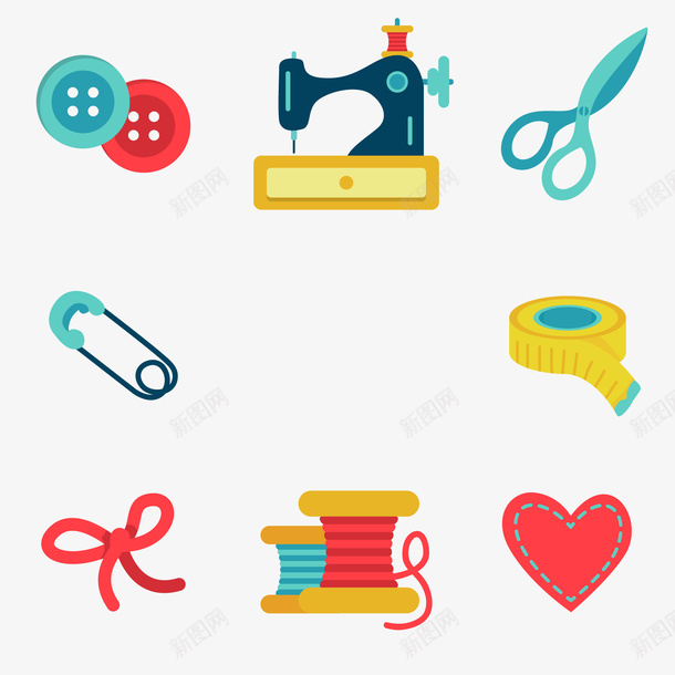 创意手工缝纫png免抠素材_88icon https://88icon.com 剪刀 手工 扣子 毛线 爱心 缝纫机