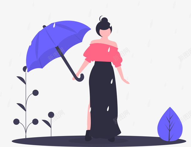 春雨雨伞美女植物png免抠素材_88icon https://88icon.com 春雨 植物 美女 雨伞