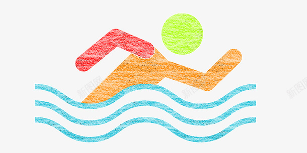 小人游泳的粉笔画png免抠素材_88icon https://88icon.com 可爱 学校板报 波纹 海浪 红色小人 绿色脑袋 黑板粉笔画