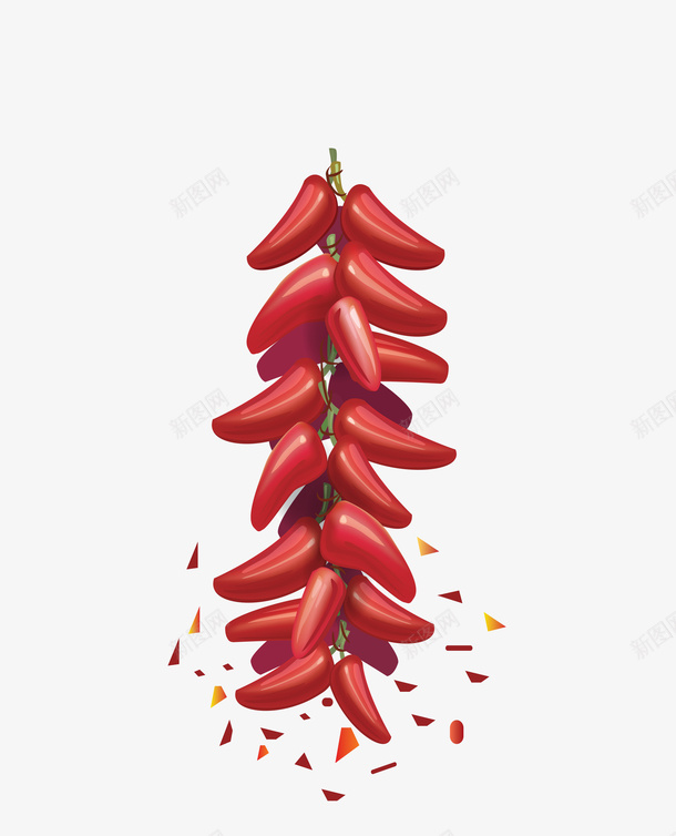 红色辣椒串png免抠素材_88icon https://88icon.com 红色 蔬菜 辣椒 食材