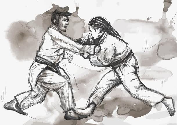 手绘格斗男人png免抠素材_88icon https://88icon.com 中国风 手绘 打架 斗争 格斗 武功切磋 水墨画 男人 绘画 跆拳道