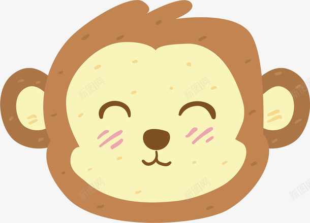 可爱的猴子头像矢量图ai免抠素材_88icon https://88icon.com 动物 卡通 圆耳朵 头像 微笑 棕色毛发 矢量图