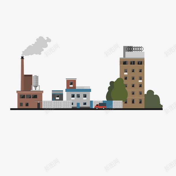 工业园区png免抠素材_88icon https://88icon.com 园区 工业园 建筑 建筑群 楼房