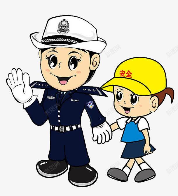 卡通牵小孩漂亮女交警png免抠素材_88icon https://88icon.com 卡通交警 女交警 漂亮交警 牵小孩