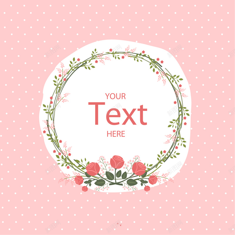 红色花朵花环粉色圆点背景jpg设计背景_88icon https://88icon.com 卡通 手绘 海报 童趣 粉色圆点 红色 背景 花朵花环