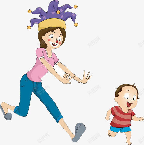 扮小丑的母亲png免抠素材_88icon https://88icon.com joker 亲情 卡通手绘 奔跑的人 小丑 幸福时刻 照顾 照顾孩子 玩耍 陪伴 陪伴关怀