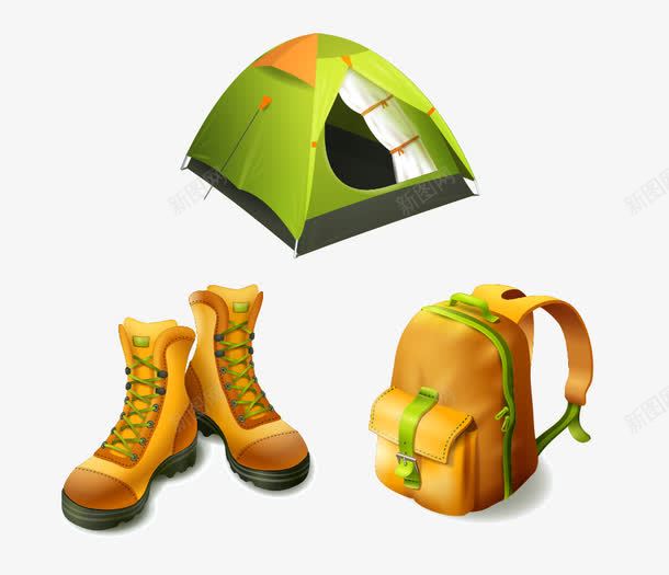 卡通野营装备png免抠素材_88icon https://88icon.com 卡通山地靴子 户外 野营 野营帐篷 野营背包 野营装备