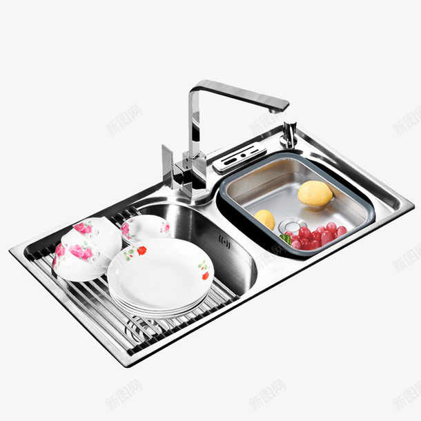 加厚水盆一体成型png免抠素材_88icon https://88icon.com 304不锈钢水槽 产品实物 加厚水盆一体成型 厨房洗菜盆 双槽套餐 洗碗槽 洗碗池
