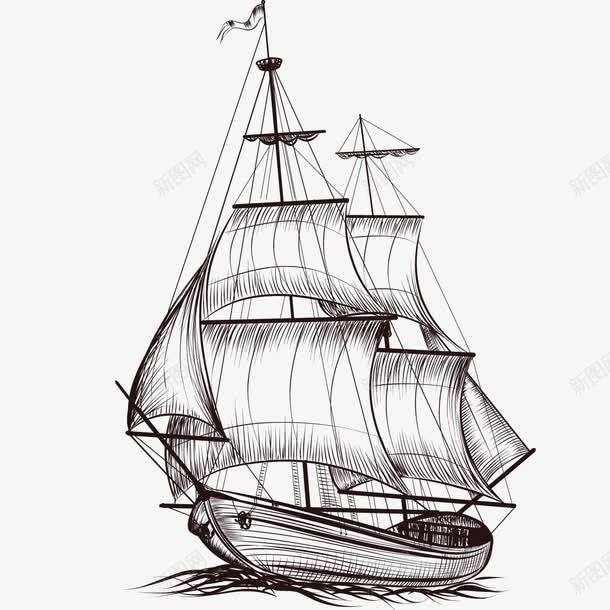 帆船素描png免抠素材_88icon https://88icon.com PNG图形 PNG装饰 小船 素描 船只 船帆 装饰