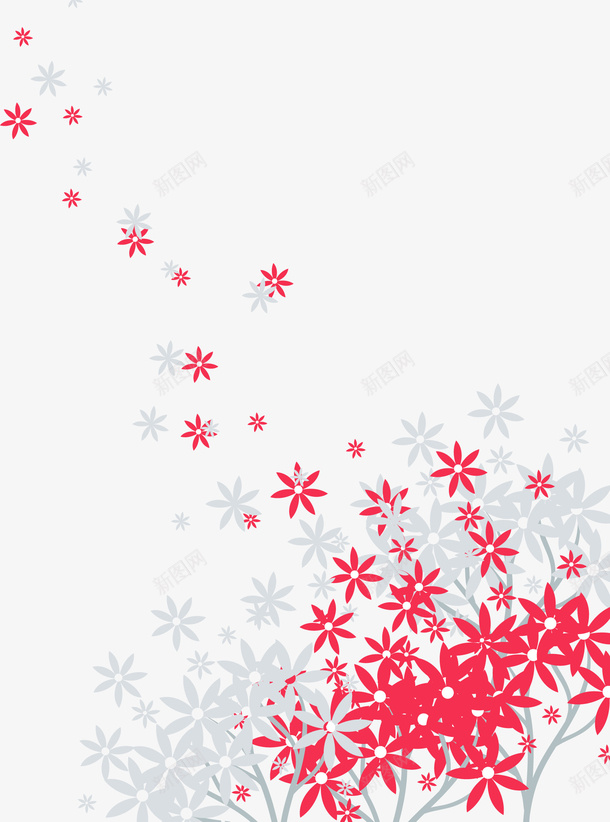 红色小清新花朵片矢量图ai免抠素材_88icon https://88icon.com 小清新 投影 红色 花卉 矢量图