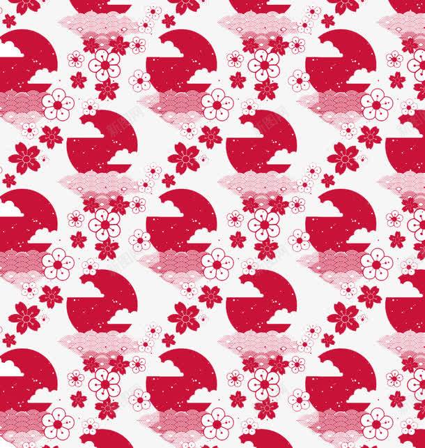 日式背景png免抠素材_88icon https://88icon.com 云朵 月亮 樱花 红色