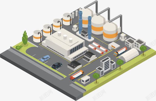 工厂建筑鸟瞰扁平化矢量图ai免抠素材_88icon https://88icon.com ps鸟瞰群 公路 地产 城市 城镇 工厂示意图 建筑 扁平化 招牌 树木 矢量图 高楼