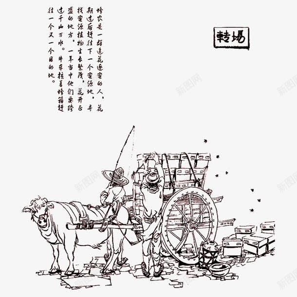 养蜂人转移场地png免抠素材_88icon https://88icon.com 养蜂 插画 牛车 老蜂农 蜜蜂 转移