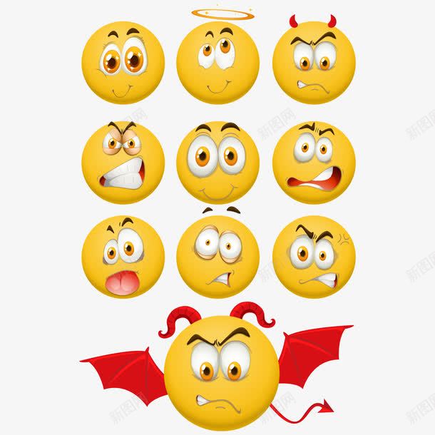 黄色的球与面部表情png免抠素材_88icon https://88icon.com 发怒 吃惊 抓狂 抓狂表情 晕 球 生气 矢量素材 调皮 面部表情 黄色