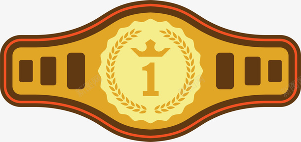 一号卡通金腰带png免抠素材_88icon https://88icon.com 一号 冠军腰带 卡通腰带 扁平风格 矢量腰带 金腰带