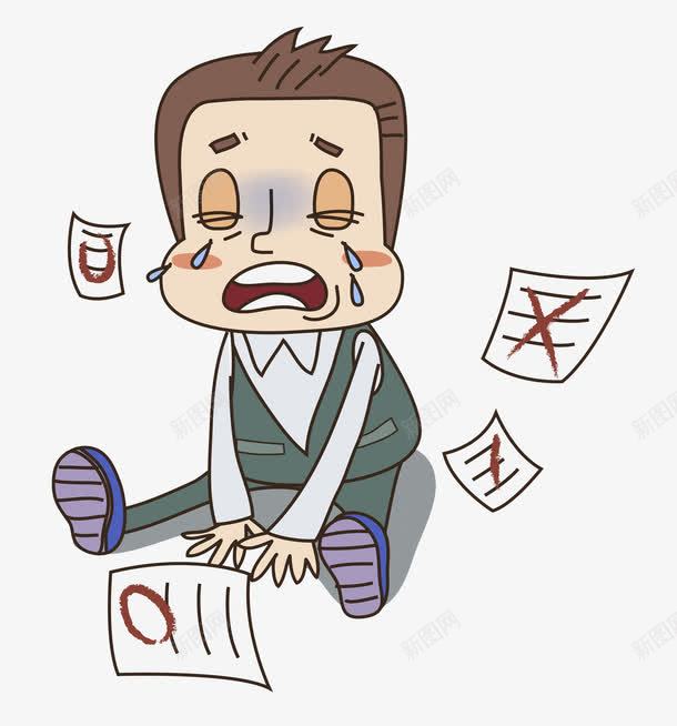 哭泣男孩png免抠素材_88icon https://88icon.com 卡通 哭泣 手绘 男孩 痛苦 短发 表情 西装 试卷 零分