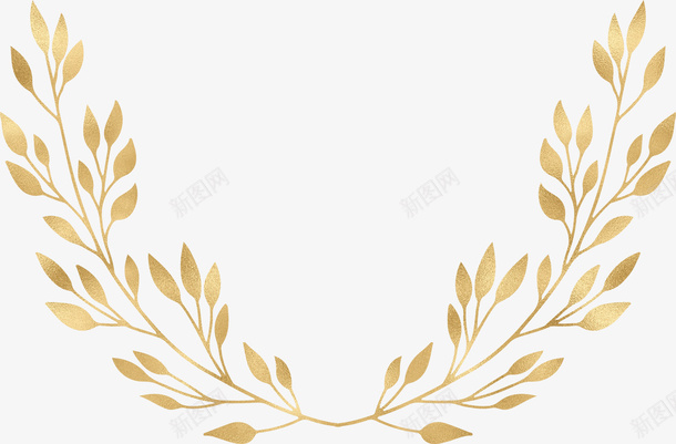 卡通花饰png免抠素材_88icon https://88icon.com 典雅装饰 创意装饰 可爱插画 花环 金色叶子 金色装饰