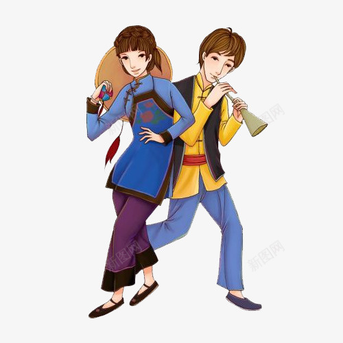 表演节目的少数民族png免抠素材_88icon https://88icon.com 乐器 卡通人物 卡通手绘 唢呐 唱山歌 少数民族 装饰图