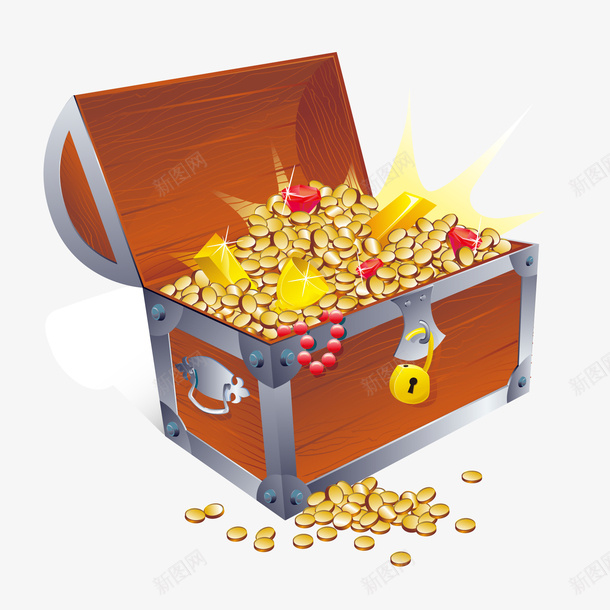 卡通装满金币的宝箱矢量图ai免抠素材_88icon https://88icon.com 创意 卡通 宝箱设计 金币 金钱 金银财宝 矢量图