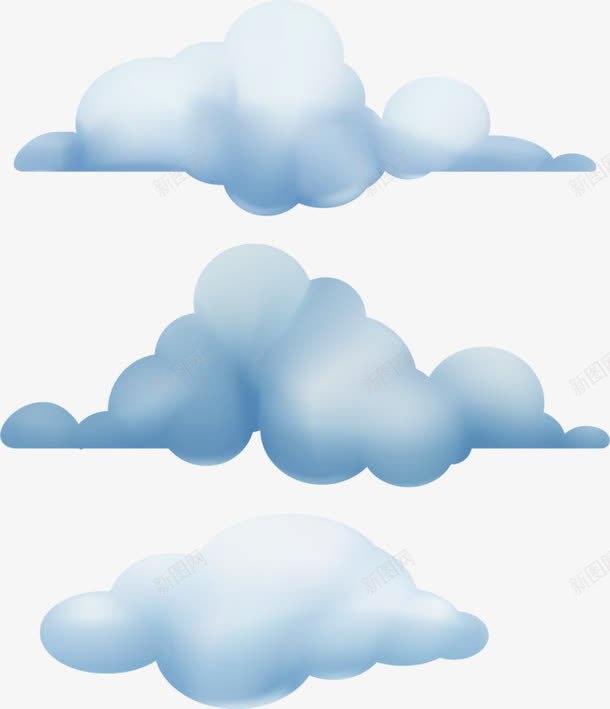 三朵乌云png免抠素材_88icon https://88icon.com 乌云 卡通 白云 白色