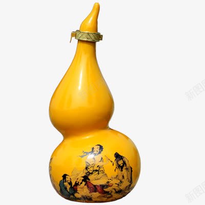 葫芦png免抠素材_88icon https://88icon.com 古代酒壶 水墨画背景 金黄色