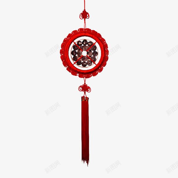 中国铜钱结png免抠素材_88icon https://88icon.com 中国结 产品实物 同心结 红色编制物 铜钱结