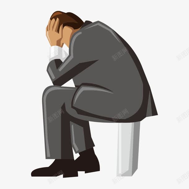 卡通商务人物png免抠素材_88icon https://88icon.com 人物 人物形象 办公人物 卡通人物 卡通商务人物 商业插图 商务人物 手绘人物 抱头 插画 沉思