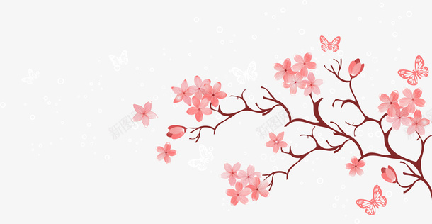 浪漫的樱花矢量图ai免抠素材_88icon https://88icon.com 树枝 樱花枝 气泡 装饰 矢量图