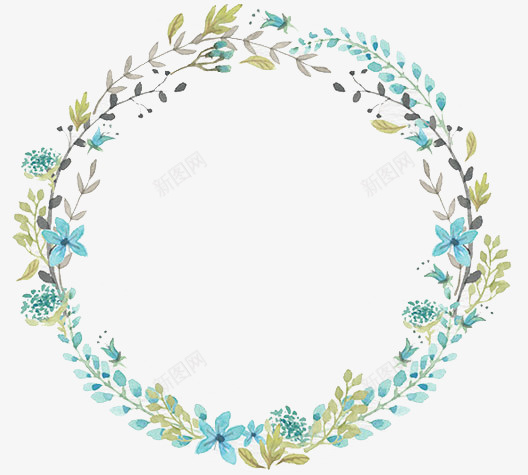 黄绿色的手绘美丽花环png免抠素材_88icon https://88icon.com 手绘 植物 美丽 花