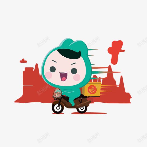 送外卖png免抠素材_88icon https://88icon.com 卡通 小娃娃 送外卖 送餐