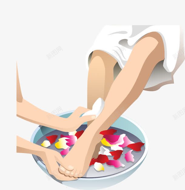 洗脚矢量图ai免抠素材_88icon https://88icon.com 擦脚 洗脚城 洗脚女孩 玫瑰洗脚 矢量图 足浴