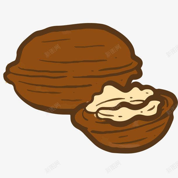 卡通颗打开的核桃仁整颗核桃矢量图ai免抠素材_88icon https://88icon.com 休闲食品 半颗 卡通 坚果 整颗 核桃 生核桃 美食 零食 矢量图