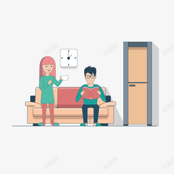 在家里交谈的夫妻矢量图ai免抠素材_88icon https://88icon.com 冰箱 创意 卡通 夫妻 客厅 扁平化 插图 沙发 矢量图