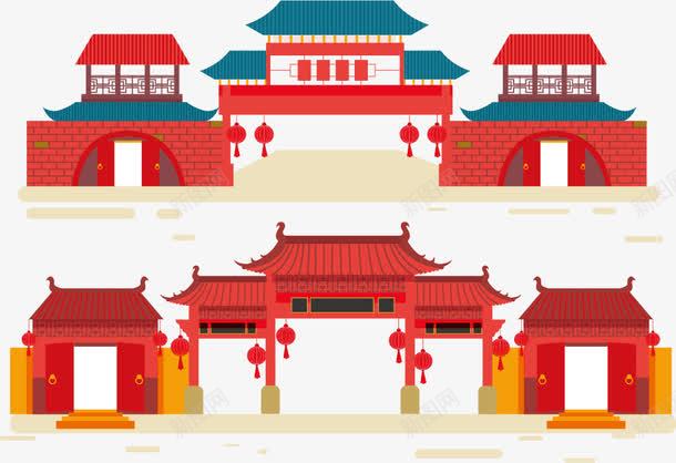 中国元素矢量图ai免抠素材_88icon https://88icon.com 中国城 中国建筑 中国建筑标志 传统建筑 平面设计 建筑 灯笼 节日素材 门头素材 矢量图