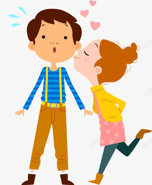 插画风甜蜜的情侣png免抠素材_88icon https://88icon.com 亲吻 亲嘴 插画风 爱心满满 甜蜜的情侣 粉色爱心