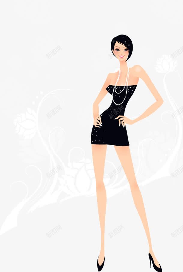 长腿短发美女卡通人物插画png免抠素材_88icon https://88icon.com 时尚女性 漂亮女人 矢量人物插画 长腿短发美女